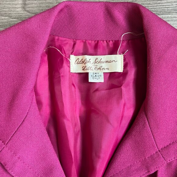 Vtg 70s Fuchsia Blazer Oversized Open Front Adolph Schuman for Lilli Ann Size L - Picture 2 of 4